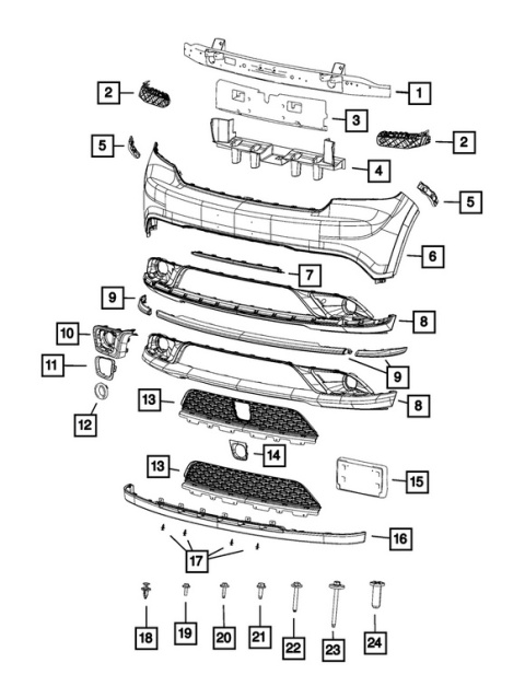 Ślizg mocowanie zderzaka przednie lewe 68411419AE MOPAR Dodge Durango
