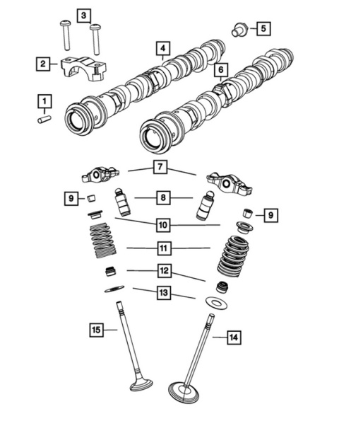 Wałek rozrządu prawy wydechowy 05184378AH Dodge Chrysler Jeep silnik 3,6l