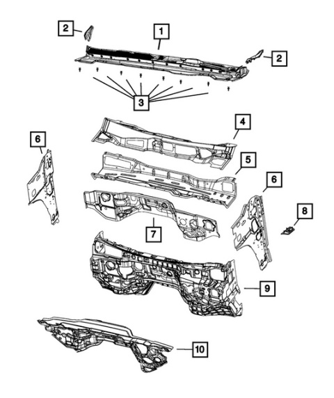 Panel boczny osłony maski lewy Dodge RAM 1500 2019-2026 68299455AC
