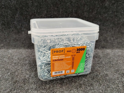 Wkręty do płyt gipsowo-kartonowych PROF 3,8×35 mm PH2 – opakowanie 3000 sztuk