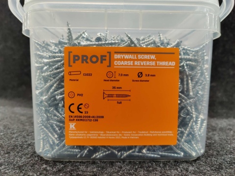 Wkręty do płyt gipsowo-kartonowych PROF 3,8×35 mm PH2 – opakowanie 3000 sztuk