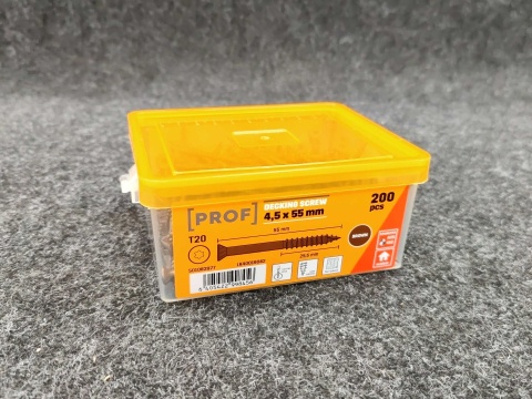 Wkręty tarasowe PROF 4,5×55 mm brązowe - opakowanie 200 sztuk