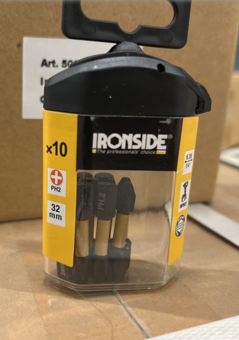 Zestaw udarowych bitów IRONSIDE PH2 32 mm - opakowanie 10 sztuk