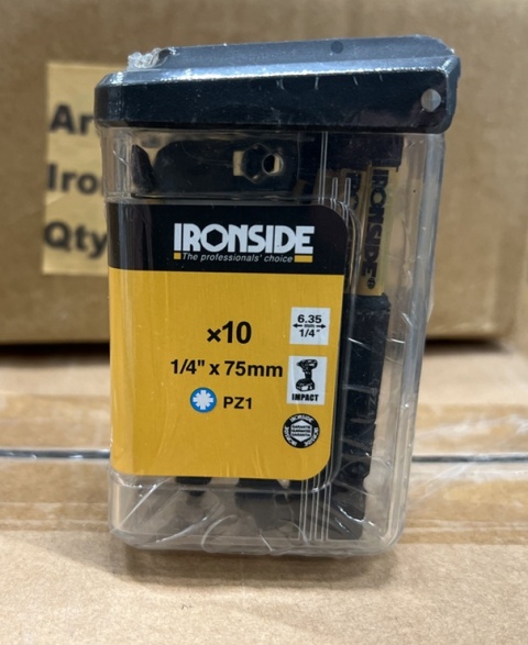 Zestaw udarowych bitów IRONSIDE PZ1 75 mm - opakowanie 10 sztuk