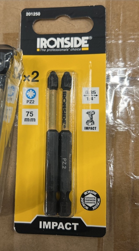 Zestaw udarowych bitów IRONSIDE PZ2 75 mm - opakowanie 2 sztuki